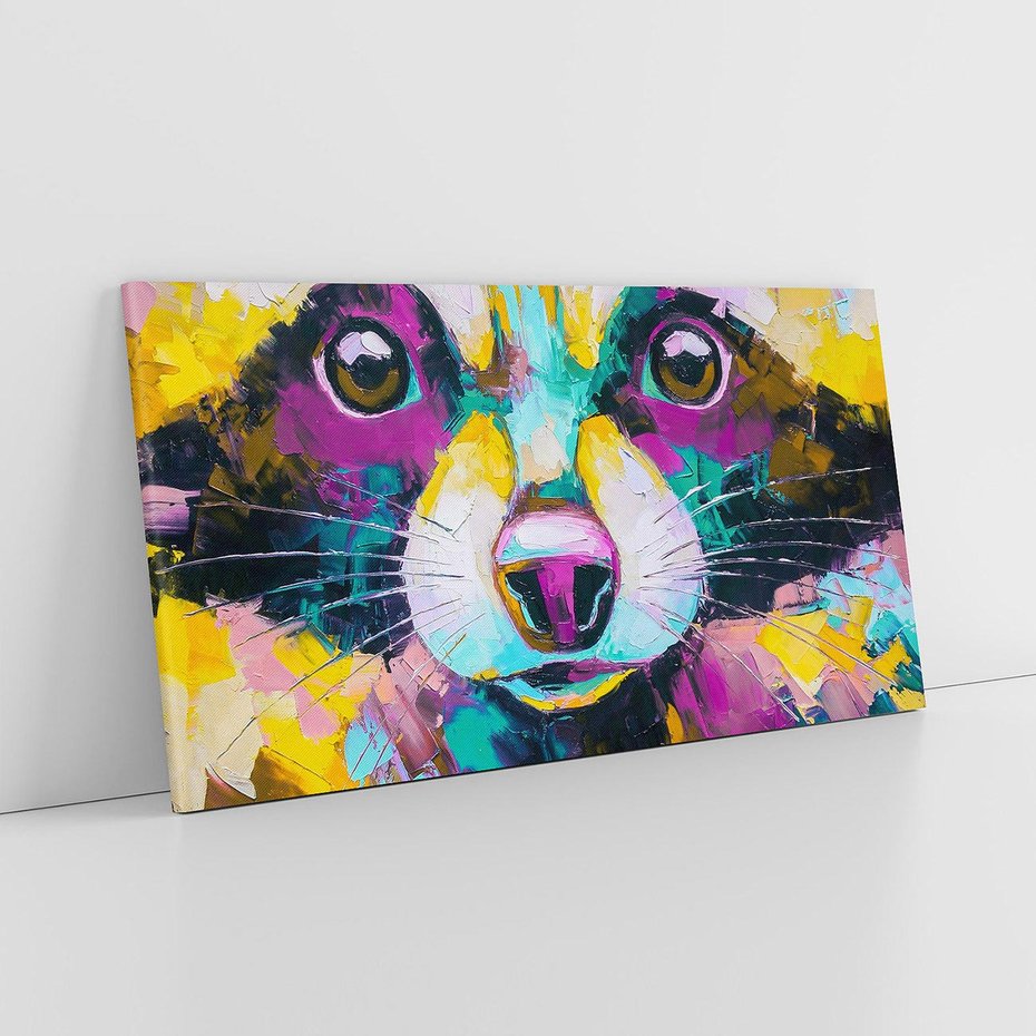 Obraz na płótnie 120x60 - Przebudzenie snu artysty - zbliżenie, kolorowy portret szopa pracza