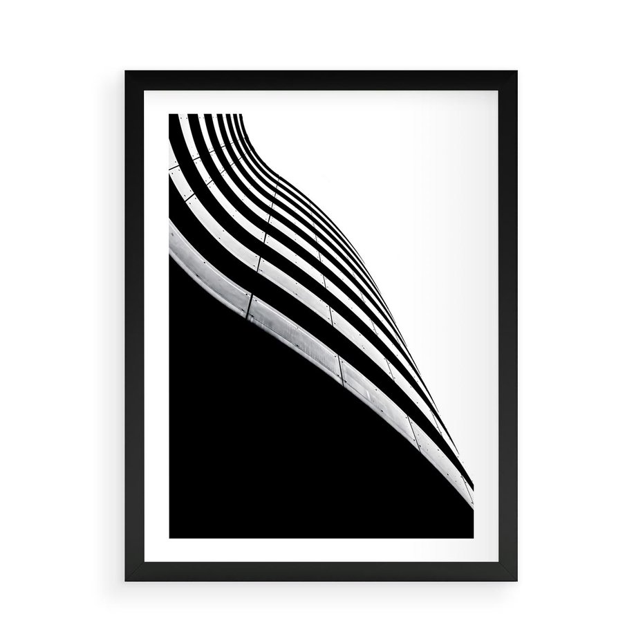 Plakat w ramie 50x70 - Architektoniczna Fala - architektura, falowany budynek - rama czarna