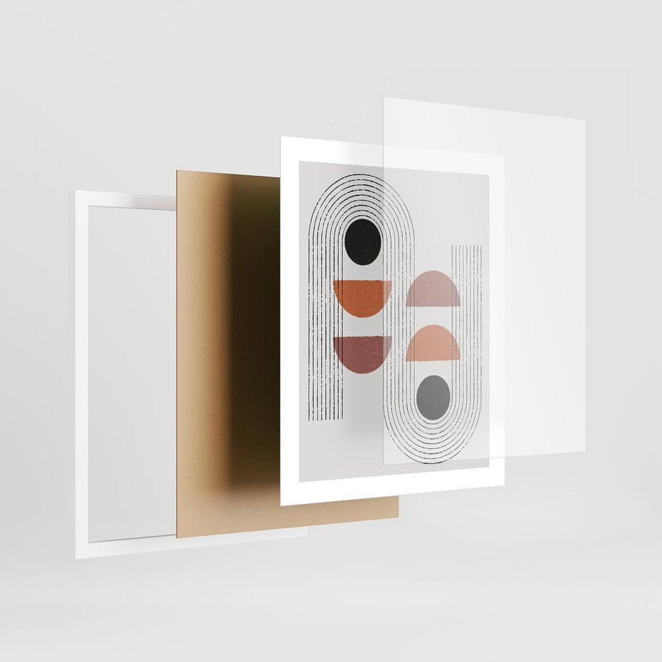 Plakat w ramie 40x50 - Nowoczesna Abstrakcja - geometria, grafika - rama biała