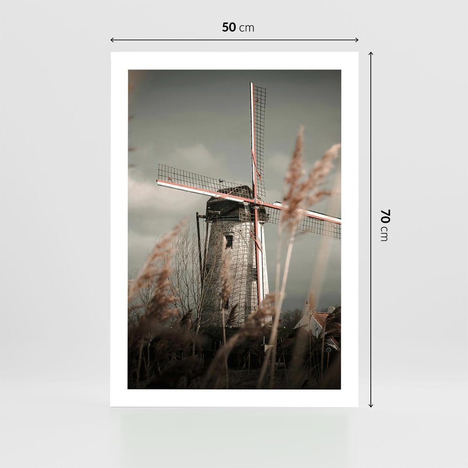 Plakat bez ramy 50x70 - Wiejska Idylla: Młyn w Polu - wiatrak, młyn w polu