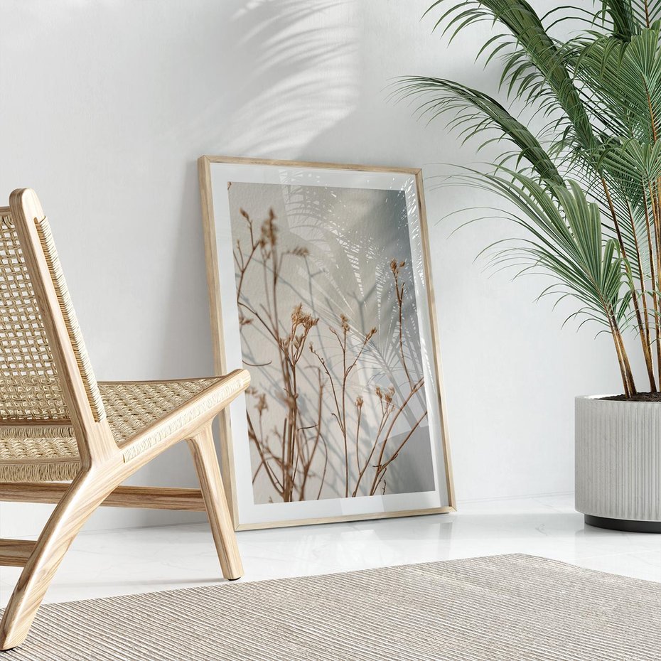 Plakat w ramie 40x50 - Boho gałązki suche - gałązki, suche - rama drewno
