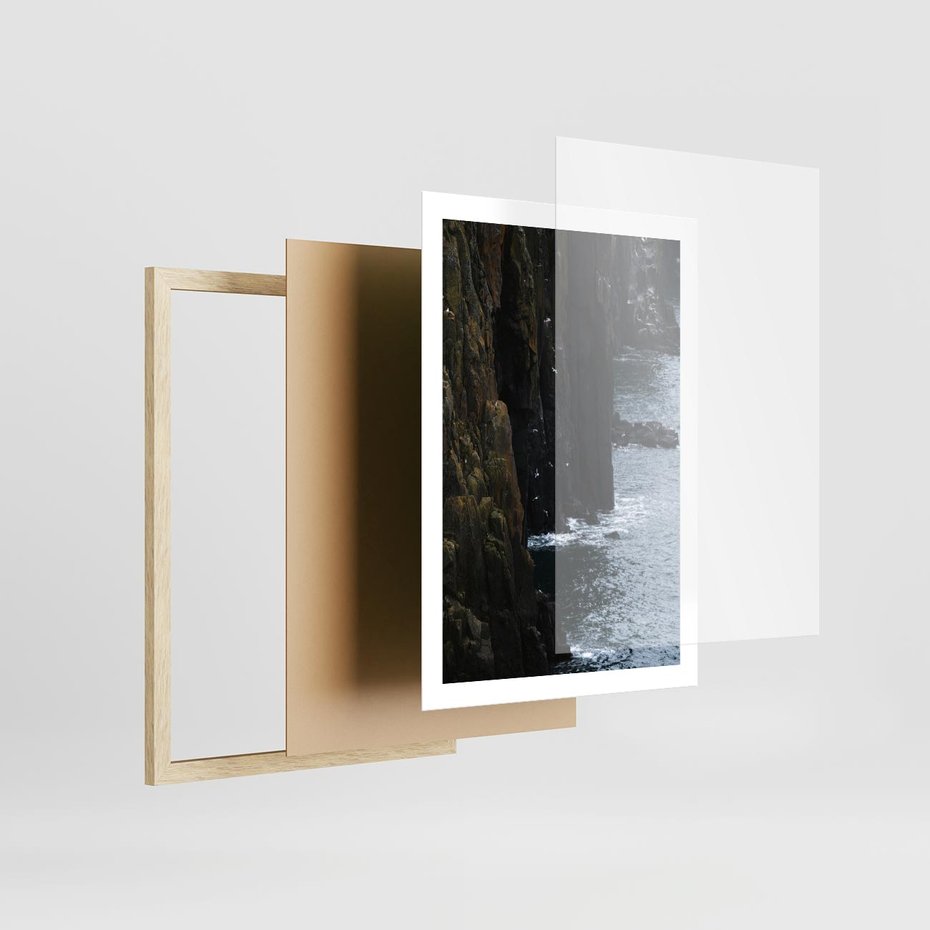 Plakat w ramie 50x70 - Piękno norweskich krajobrazów - fiordy, morze - rama drewno