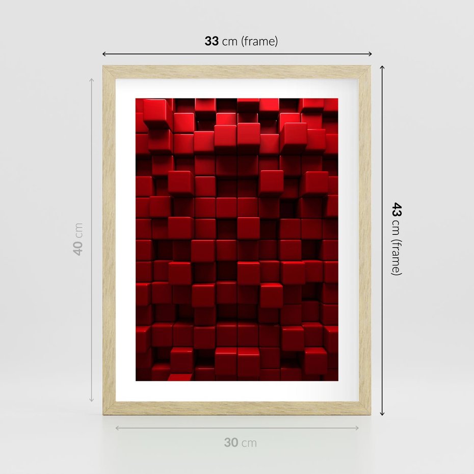 Plakat w ramie 30x40 - Geometryczne 3D: wizja przestrzeni - geometryczne, 3D - rama drewno