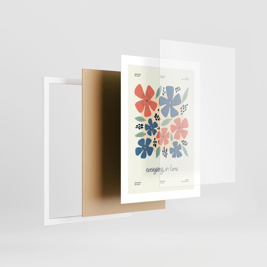 Plakat w ramie 30x40 - Kształtując Marzenia - kwiaty, nowoczesna abstrakcja - rama biała