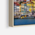 Obraz w ramie 100x70 - Kolorowa Przystań - nadmorskie miasto, kolorowe budynki - rama drewno
