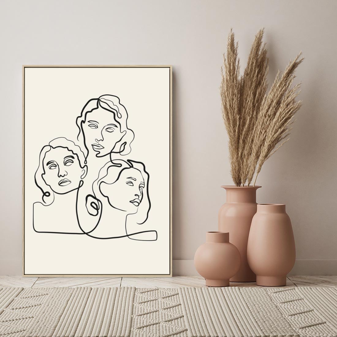Obraz w ramie 50x70 - Trzy Kobiety - 3 kobiety, antyczny posag - rama drewno
