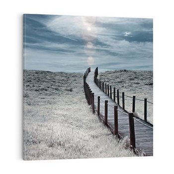 Obraz na płótnie 70x70 - Burzowy pomost na plaży - plaża, pomost