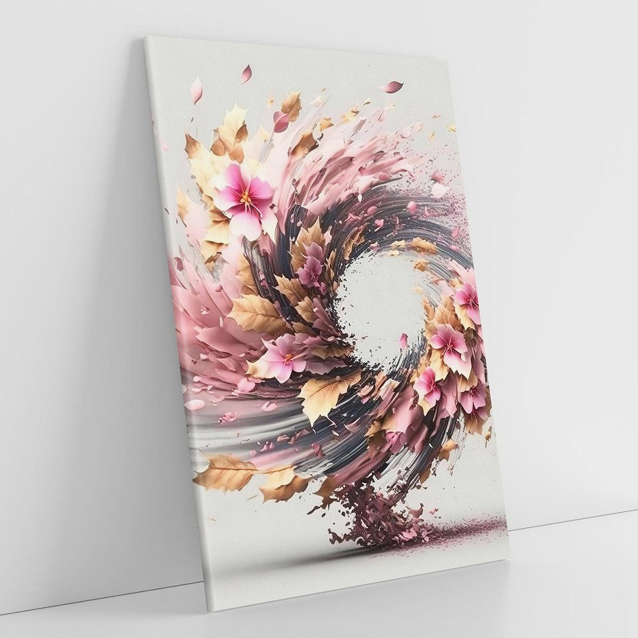 Obraz na płótnie 70x100 - Kwiatowy Wir - nowoczesna grafika komputerowa, wir z kwiatów