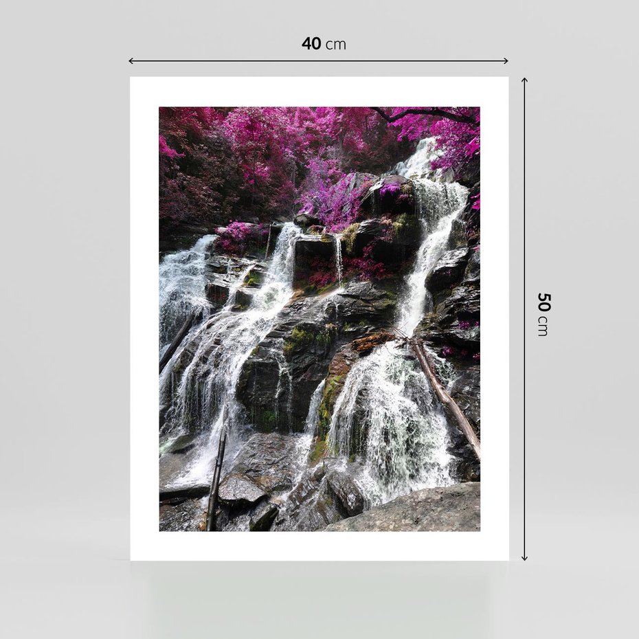 Plakat bez ramy 40x50 - Wodospad wśród majestatycznych gór - wodospad, góry