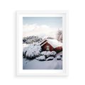 Plakat w ramie 40x50 - Zimowa Idylla w Górach - zima w górach, ośnieżone góry - rama biała