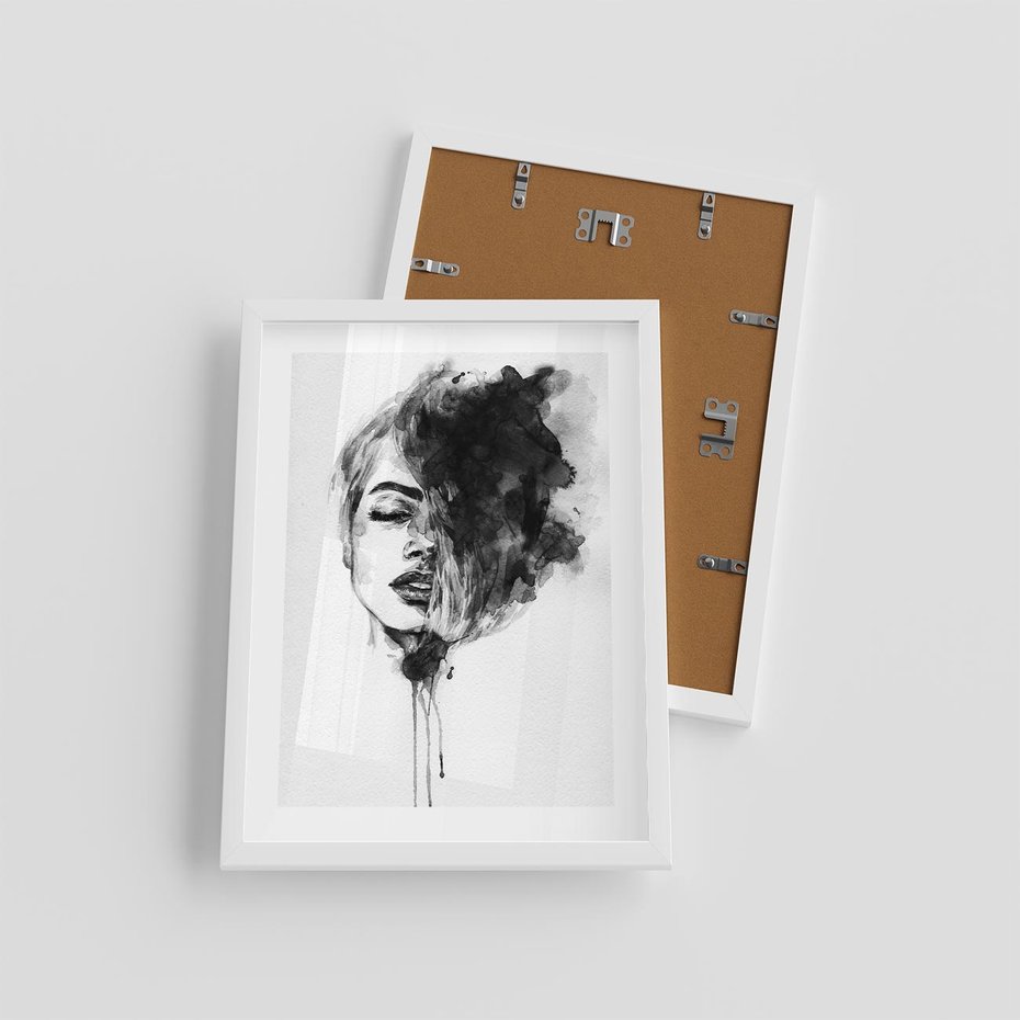 Plakat w ramie 30x40 - Kobieta w akwareli - kobieta, akwarela - rama biała