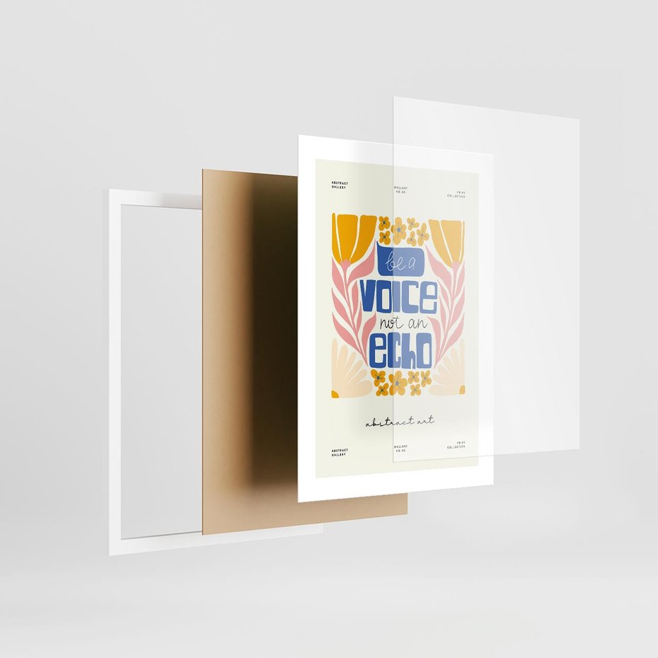 Plakat w ramie 30x40 - Złote Impulsy - typografia, kwiaty - rama biała