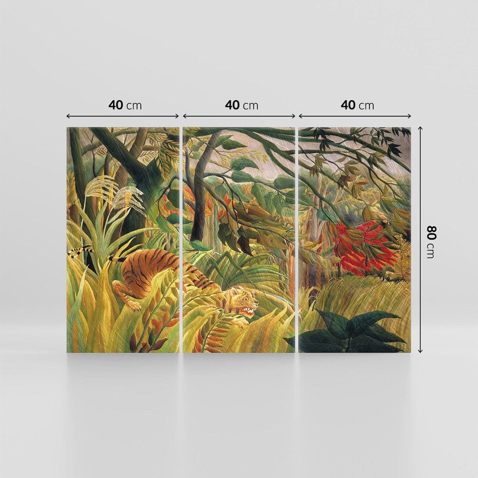 Obraz na płótnie 120x80 - "Tygrys w tropikalnej burzy" (1891) Henri Rousseau - Reprodukcja - reprodukcja, obraz na płótnie
