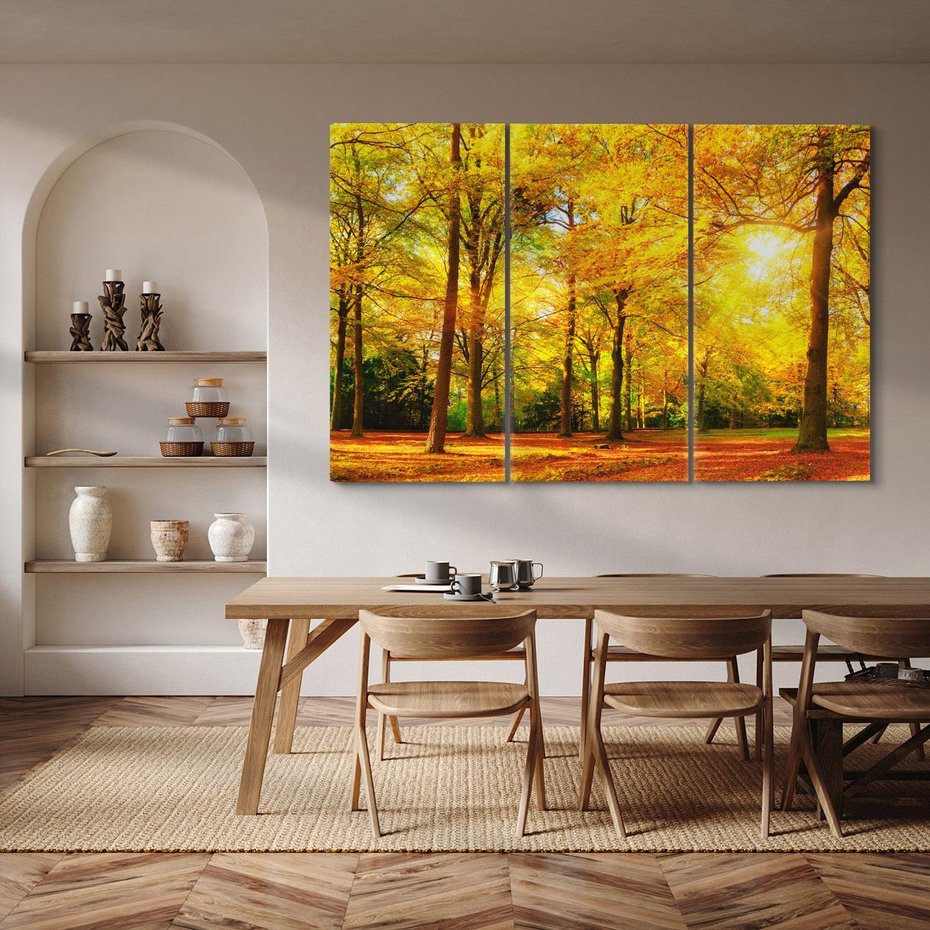 Obraz na płótnie 120x80 - Urok jesiennego lasu - las, drzewa