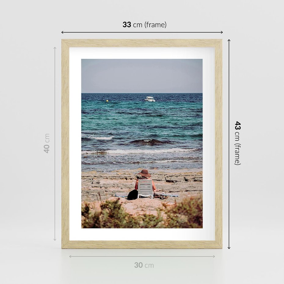 Plakat w ramie 30x40 - Relaks na Plaży - wakacje, plaża - rama drewno