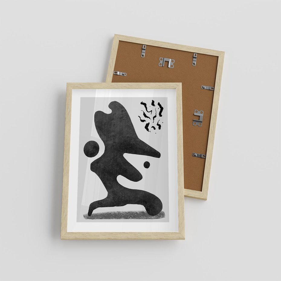 Plakat w ramie 30x40 - Abstrakcja w Monochromii - nowoczesna grafika, abstrakcja - rama drewno