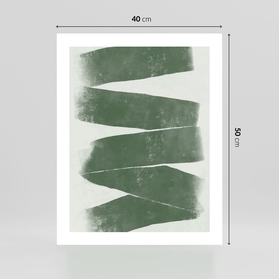 Plakat bez ramy 40x50 - Zielone Refleksje - abstrakcja, zgaszony zielony kolor