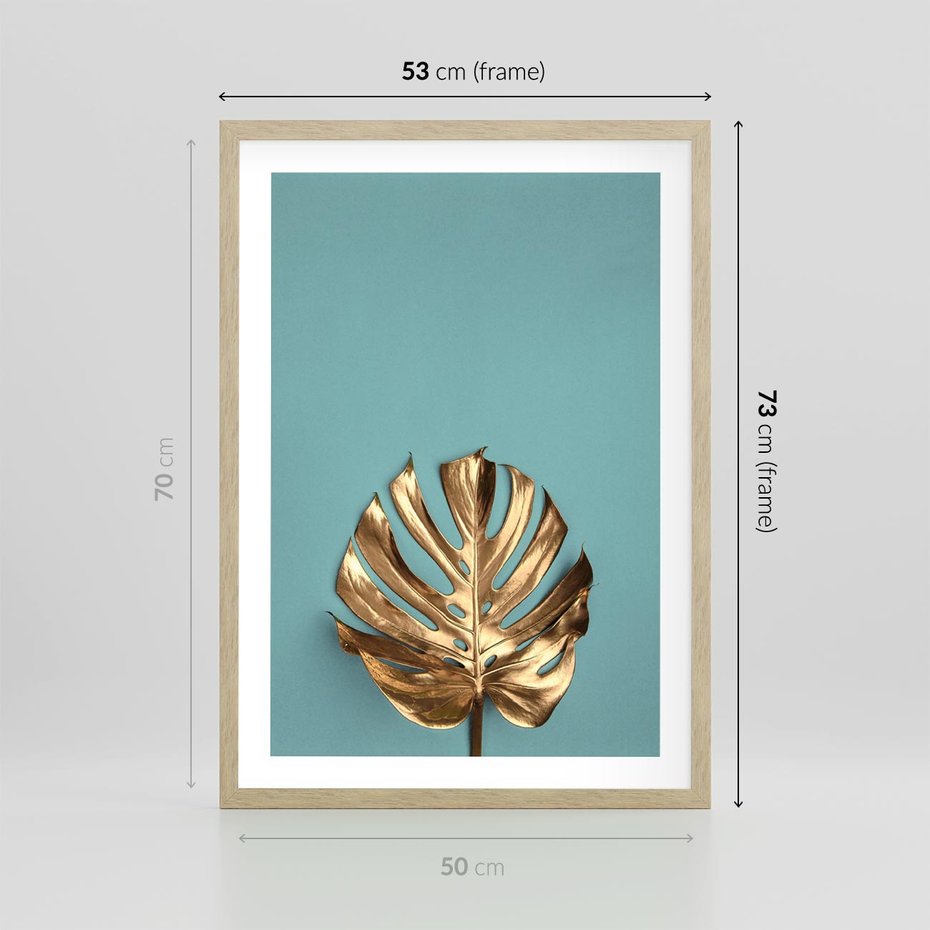 Plakat w ramie 50x70 - Piękno Natury - złote, liście - rama drewno
