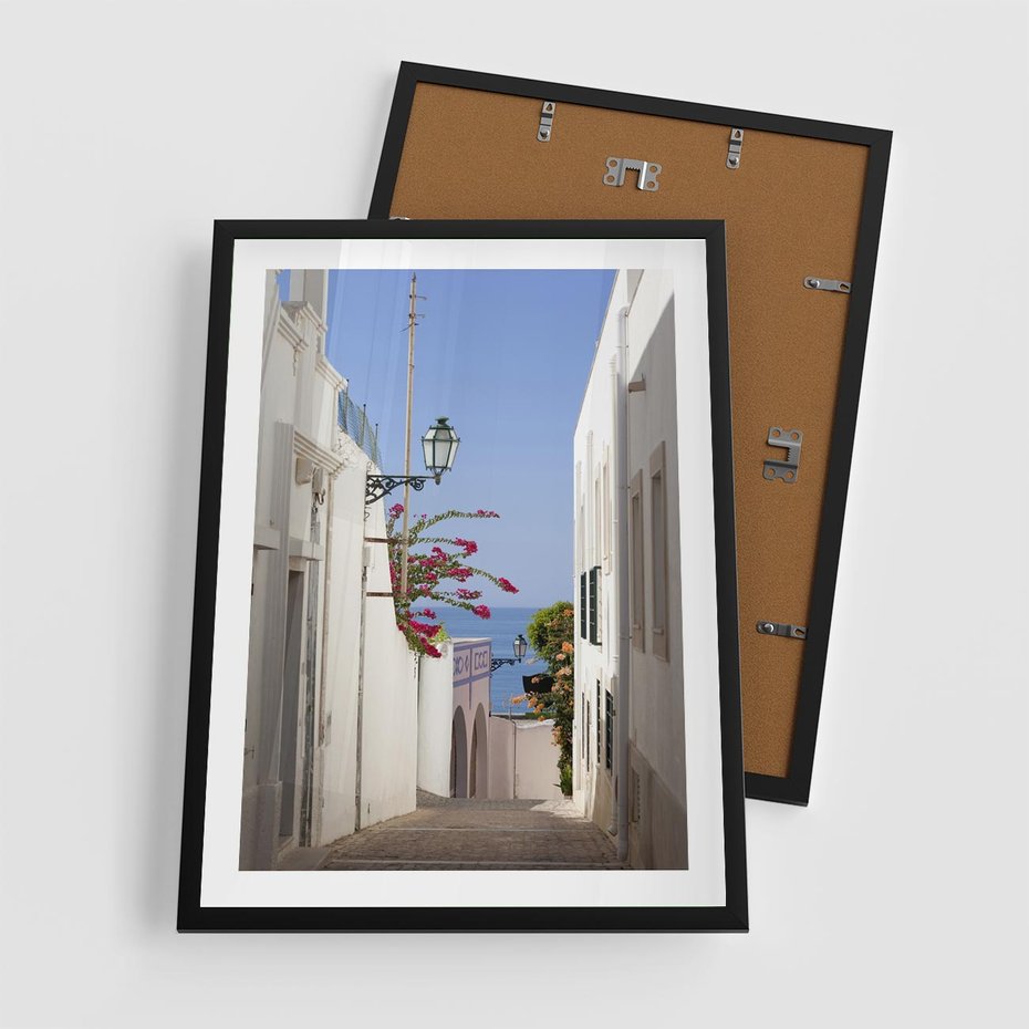 Plakat w ramie 50x70 - Podróże w Czasie: Perspektywiczna Uliczka - uliczka, perspektywa - rama czarna