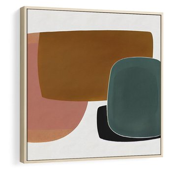 Obraz w ramie 50x50 - Emocje w akwarelach - geometryczne dziwne kształty, turkusowy - rama drewno