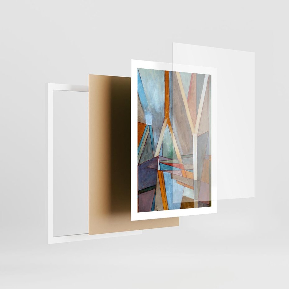 Plakat w ramie 50x70 - Geometria abstrakcji - abstrakcja, geometria - rama biała