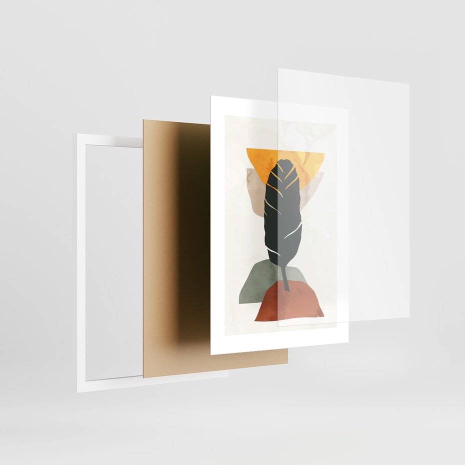 Zestaw obrazy w ramie 50x70 galeria - Liście, boho, palma - rama biała