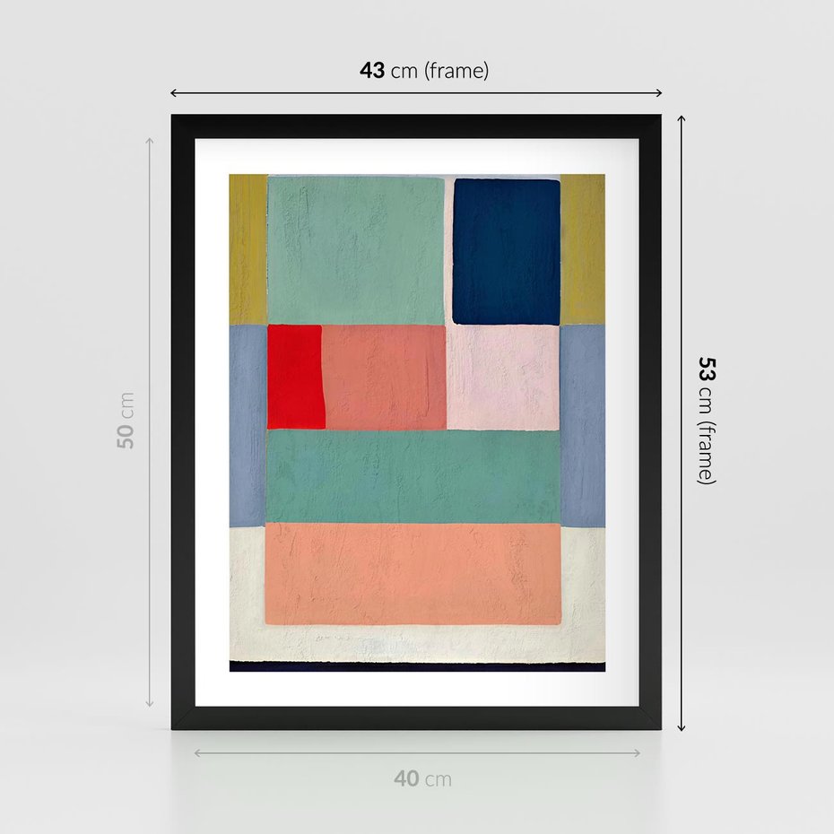 Plakat w ramie 40x50 - Bezgraniczne Nastroje Harmonii - abstrakcyjne geometryczne kształty, olejny obraz - rama czarna