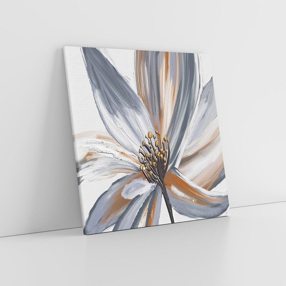 Obraz na płótnie 80x80 - Olejne kwiaty - wyraz emocji - kwiaty, malowane