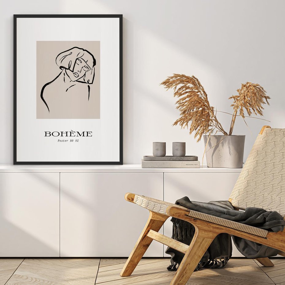 Plakat w ramie 30x40 - Echa Nieznanych Konturów - boho plakat, typografia - rama czarna