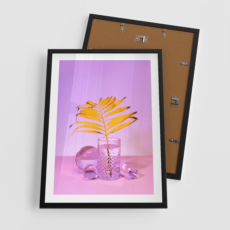 Plakat w ramie 50x70 - Minimalizm i Urok Natury - liście, pastele - rama czarna