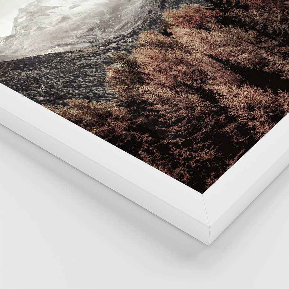 Zestaw obrazy w ramie 40x50 galeria - Chatka, w, górach, drewno - rama biała