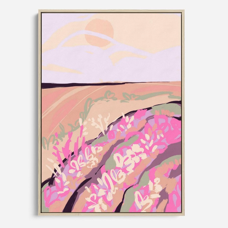 Obraz w ramie 50x70 - Harmonijny Świt - pastelowy krajobraz, nowoczesny plakat - rama drewno