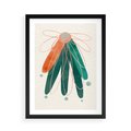 Plakat w ramie 50x70 - Energetyczna Harmonia Kwiatów - akwarelowe abstrakcyjne kształty, zieleń i pomarańcz - rama czarna