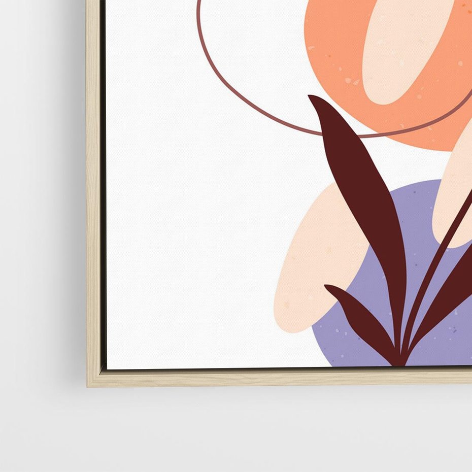 Obraz w ramie 80x80 - Kwiatowa Impresja - abstrakcyjna sztuka, plamy - rama drewno