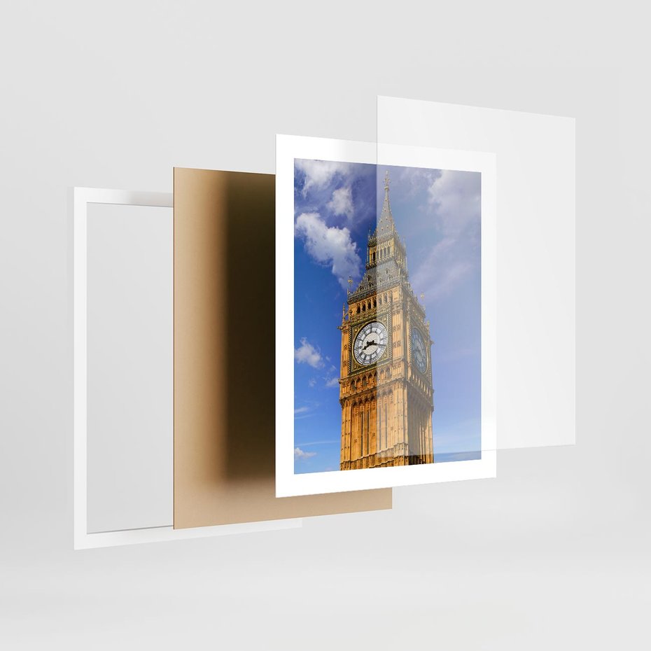 Plakat w ramie 40x50 - Czasowy Symbol - zegar, Big Ben - rama biała