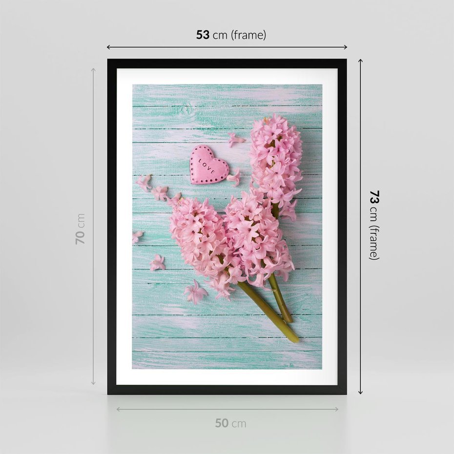 Plakat w ramie 50x70 - Hiacynty w Kwiatowej Kompozycji - hiacynty, kwiaty - rama czarna