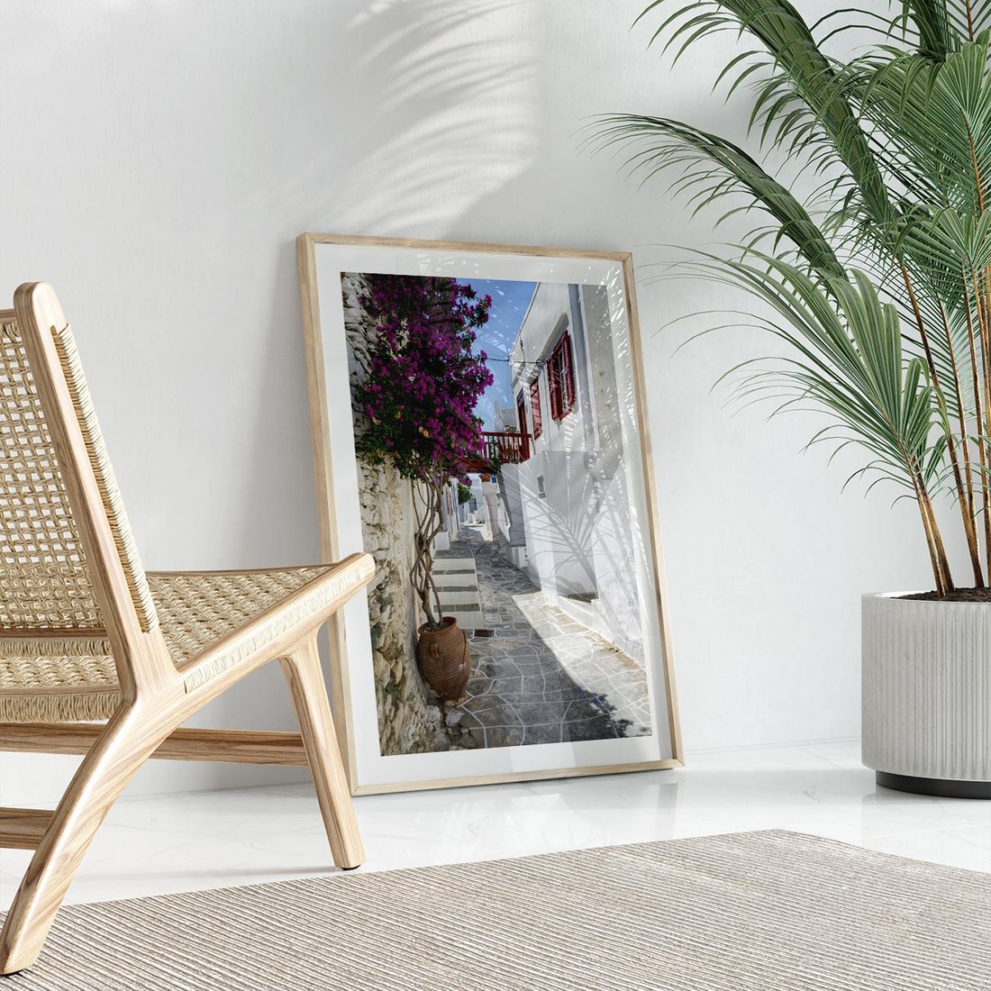 Plakat w ramie 50x70 - Perspektywiczna Uliczka: Miejski Labirynt - uliczka, perspektywa - rama drewno