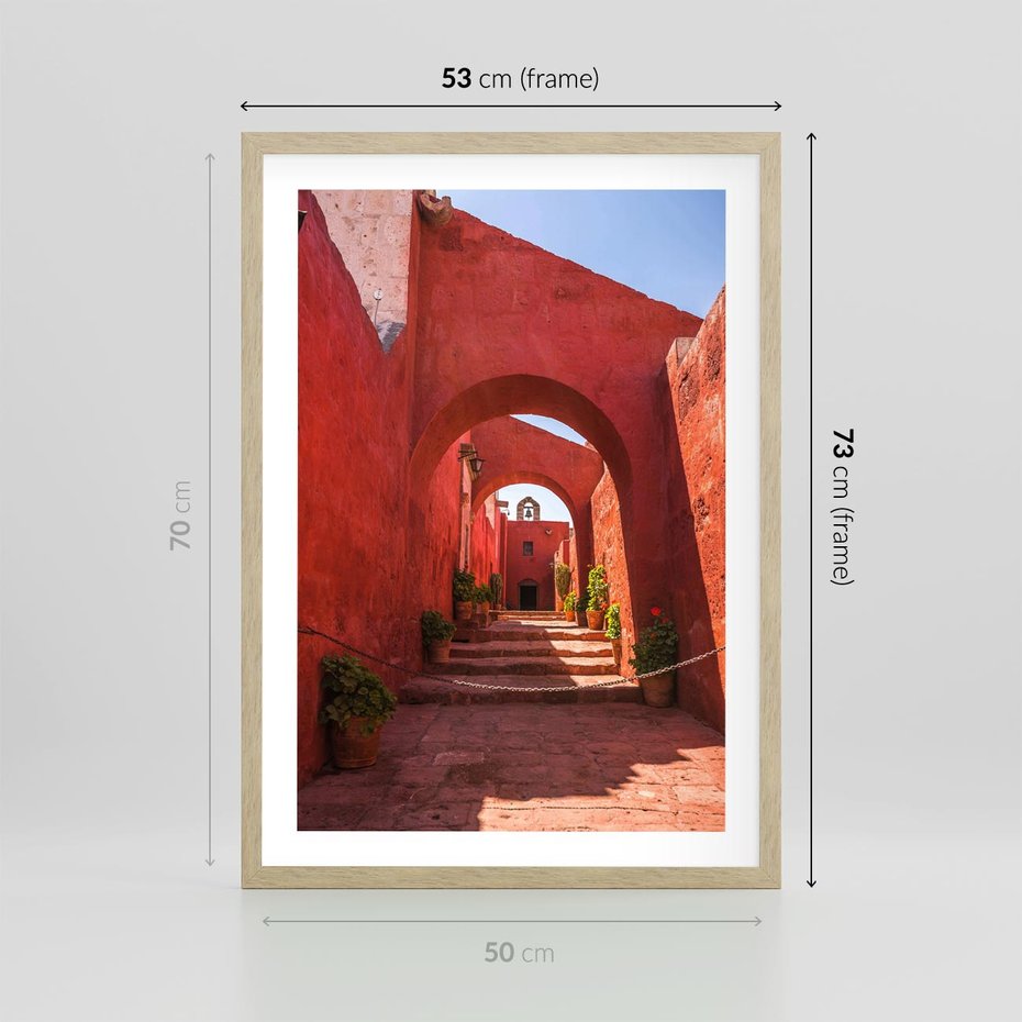 Plakat w ramie 50x70 - Perspektywa Uliczki - uliczka, perspektywa - rama drewno