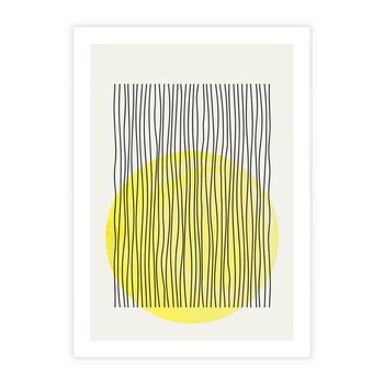 Plakat bez ramy 50x70 - Ciepłe Przenikanie - geometria, żółte koło