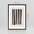 Plakat w ramie 50x70 - Migotliwa Transformacja Form - minimalizm, czarne pasy - rama czarna