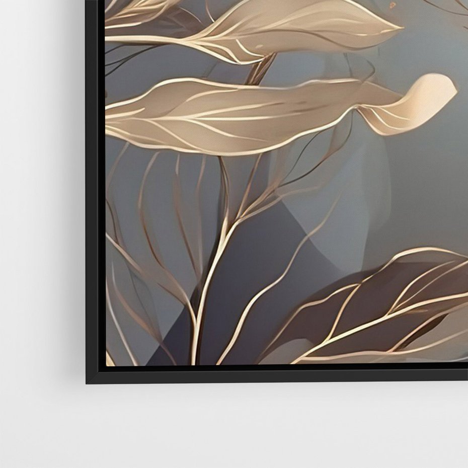 Obraz w ramie 50x70 - Ekspresjonistyczny deszcz uczuć - grafika, złote kwiaty - rama czarna