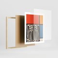 Plakat w ramie 40x50 - Podróżne Wibracje Serca - abstrakcyjny obraz, proste linie - rama drewno