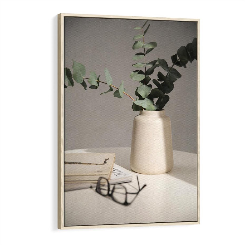 Obraz w ramie 80x120 - Eukaliptusowe liście w okularach - liście, eukaliptus - rama drewno