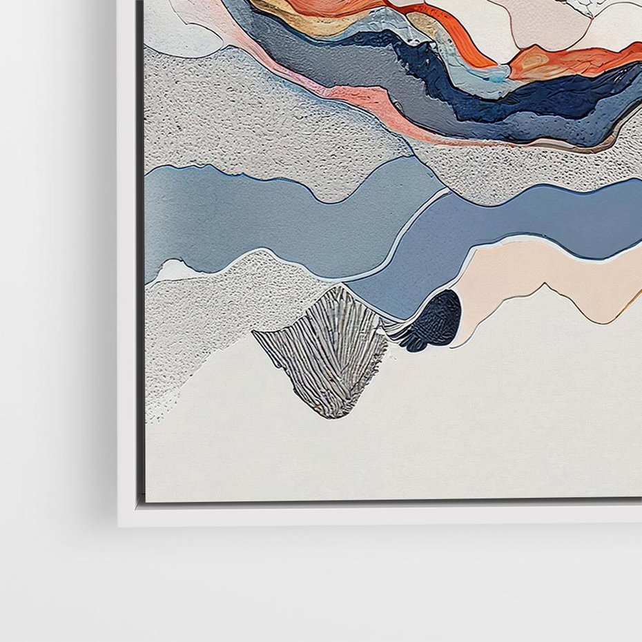 Obraz w ramie 80x80 - Dynamiczne Góry - akwarelowe graficzne góry, krajobraz - rama biała