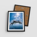 Plakat w ramie 40x50 - Spotkanie z naturą - morze, delfiny - rama czarna