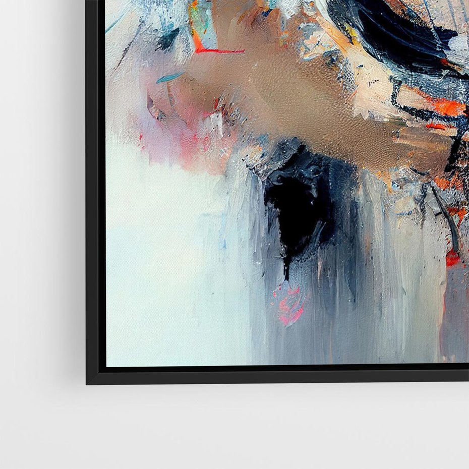 Obraz w ramie 50x50 - Kontrapunkty zatajonych uczuć - dynamiczna abstrakcja, bałagan na płótnie - rama czarna