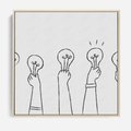 Obraz w ramie 50x50 - Idea w Rękach - szkic, grafika - rama drewno