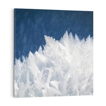Obraz na płótnie 40x40 - Zimowa magia: Kryształki lodu - zima, kryształki