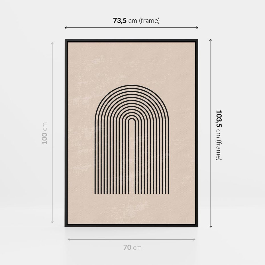 Obraz w ramie 70x100 - Migocące Echa - abstrakcyjne linie, geometria - rama czarna