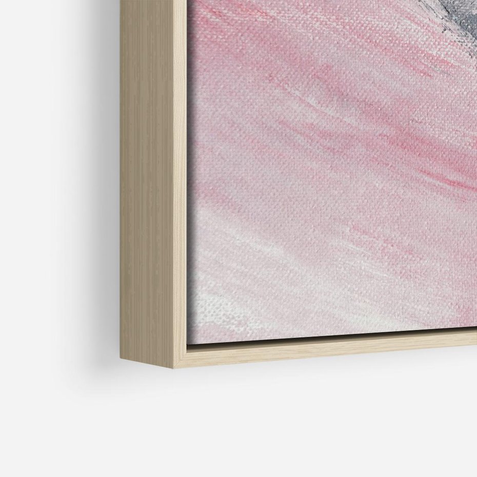 Obraz w ramie 120x80 - Kontrastujący Ruch Emocji - abstrakcyjne pasy farby, kolory róż szary czarny - rama drewno